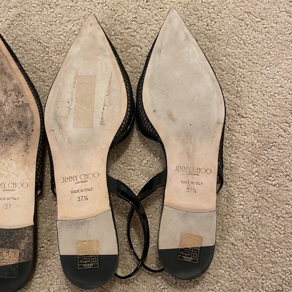 Jimmy Choo Fetto Point Toe Black Patent Leather & Mesh Flat - Picture 14 of 16